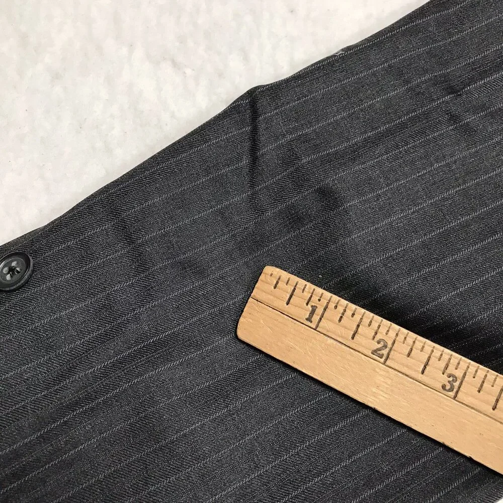 PETER MILLAR Suit Jacket Men 44R Black Pinstripe Wool 2 Button Double Vent USA
